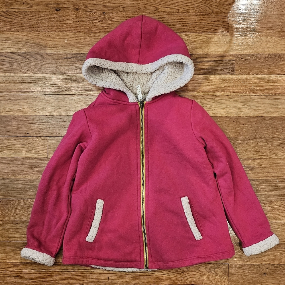 Lands' End Girls Sherpa Fleece Jacket; size Small; color Red